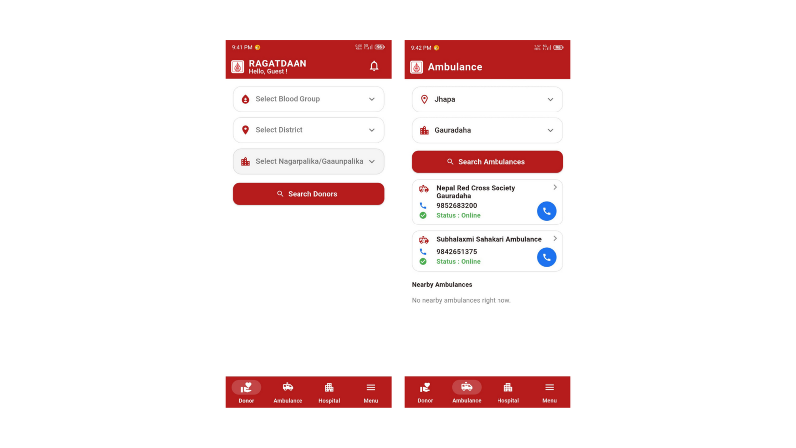 RAGATDAAN app screenshot